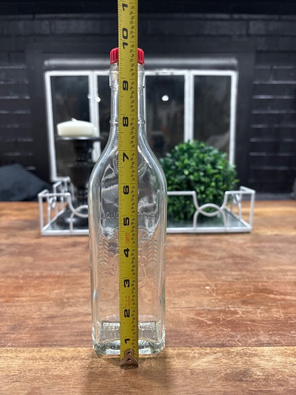 Vintage Schladerer Clear Glass Liquor Bottle With Red Cap Embossed Design - Picture 6 of 7